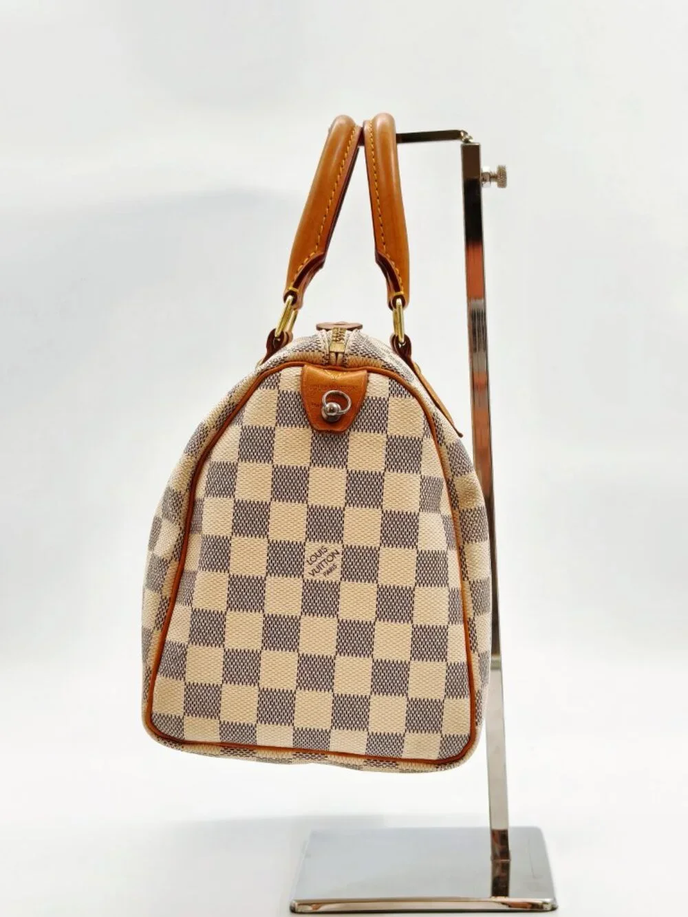 Louis Vuitton Damier Azur Speedy Bandoulière 30 White Checkered Satchel Bag - Picture 3 of 11